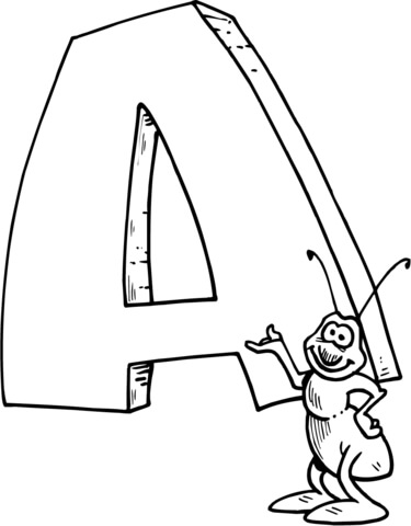 Letter A Is For Ant Coloring Page